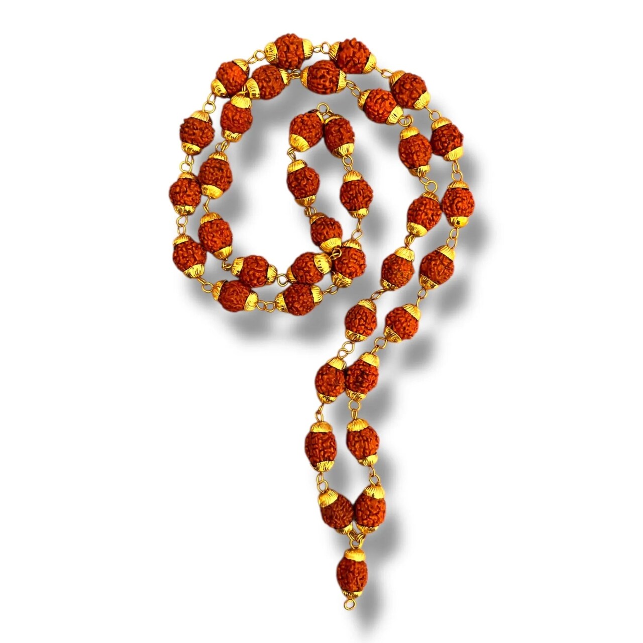 Certified Rudraksha Mala 5 Face (panchmukhi) Authentic Genuine Rudraksh Beads Rosary Japa Mala Bead Necklace Puja Prayer Meditation Beads Gold/silver Plated Mala for Men Women (1 Pcs)